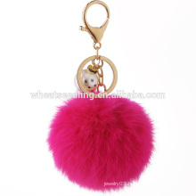 Good quality rabbit fur ball /colorful rabbit fur key chain /fur pompom